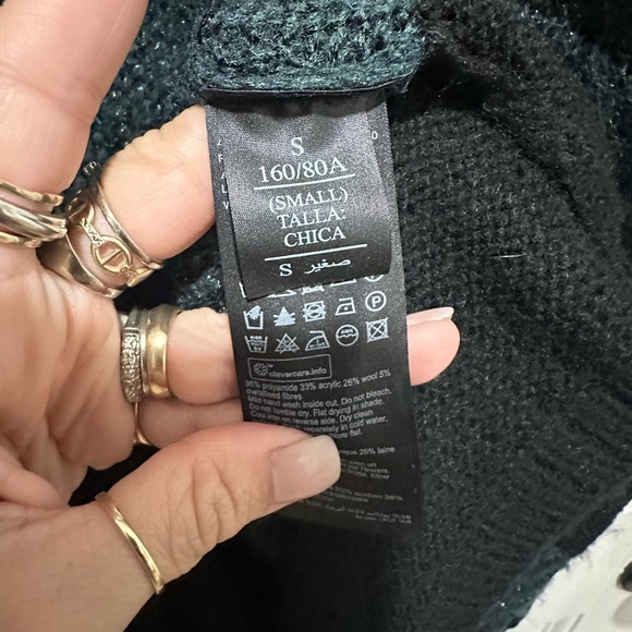 All Saints Lou Sparkle Sweater in Black & Forest Green Size Small EUC - Picture 3 of 8